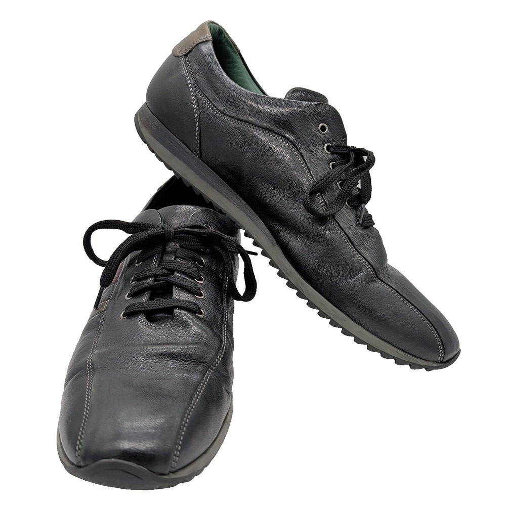 Galizio Torresi Men's Leather Sneakers Handmade in Italy Black/Burgundy Size 10M